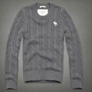Abercrombie & Fitch Gray Cable Knit Muscle Sweater